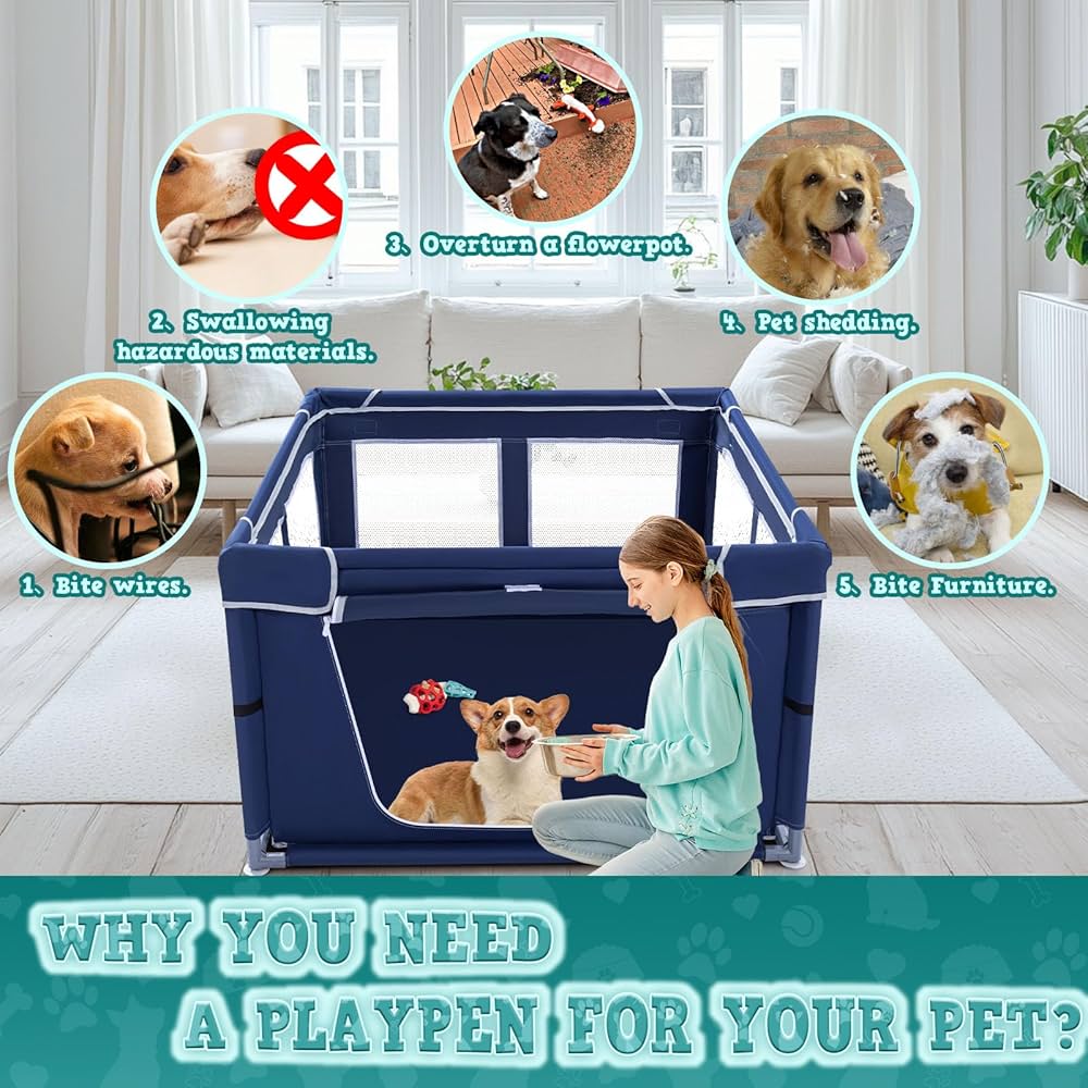 Amazon.com : 42x42x25.6 Inches Puppy Playpen with Gate, Dog